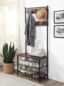 ACME 97914 Taurus - Hall Tree - Rustic Oak & Black Finish - 69"