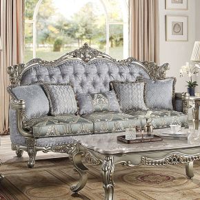 ACME LV01780 Miliani - Sofa With 5 Pillows - Fabric & Antique Bronze