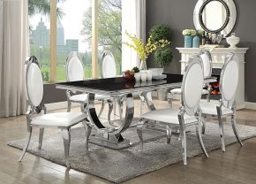 CoasterElevations 107871-S5 Antoine - 5 Piece Rectangular Glass Top Dining Set - Chrome