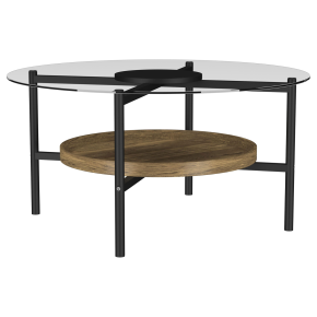 Coaster Fine Furniture 721618 Delfin - Round Glass Top Coffee Table - Black And Brown