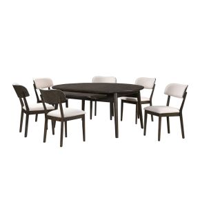 New Classic 40-1078-RLD6C New Classic 40-1078-RLD6C Rex - 65" Round Dining Table With Leaves & 6 Chairs - Dark Brown