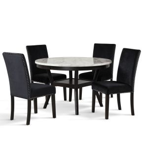 New Classic 41-400-BKD4C Celeste - Round Dining Table & 4 Chairs - Black
