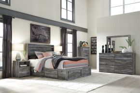 Ashley Furniture B221/31/35/46/56S/58/60/95/B100-14 Ashley Furniture B221/31/35/46/56S/58/60/95/B100-14 Baystorm - King Panel Bed With 4 Storage Drawers - 8 Pc. - Dresser, Mirror, Chest, King Bed - Gray