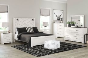 Signature Design by Ashley® B1190/31/36/44/57/54/98/92(2) Gerridan - 8 Pc. - Dresser, Mirror, Chest, Queen Panel Bed with Sconces, 2 Nightstands - White