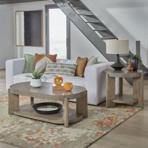 Liberty Furniture 674-OT-O3PCS Liberty Furniture 674-OT-O3PCS Affinity - 3 Piece Table Set (Oval Cocktail Table) - Dusty Taupe / Concrete Tops