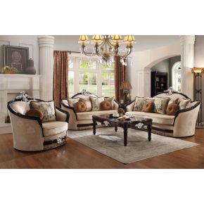 ACME 52111 Ernestine - Loveseat - Tan Fabric & Black