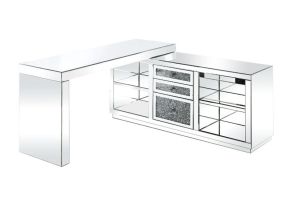 ACME 93118 Noralie - Desk - Clear Glass, Mirrored & Faux Diamonds