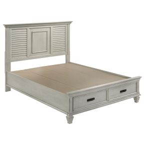 CoasterEssence 205330Q Franco - Wood Queen Storage Panel Bed - Distressed White