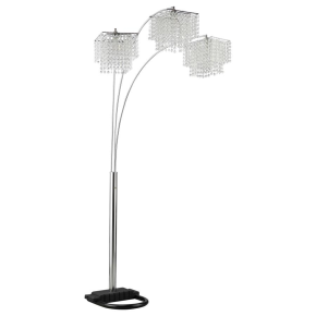 CoasterEssence 901484 Miriam - Hanging Crystal Arc Floor Lamp - Chrome