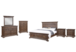 New Classic 00-658-16N Mar Vista - 6/6 Eastern King 6 Piece Bedroom Set (Bed & Dresser & Mirror & Chest & 2 Nightstands) - Walnut