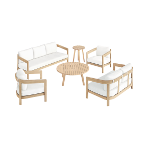 New Classic 60-G5511-6S Wesley - 6 Piece Outdoor (Sofa & Loveseat & 2 Chairs & Coffee & End Table) - Light Brown