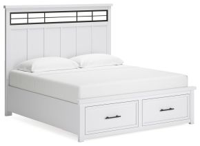 Benchcraft® B844B4 Ashbryn - King Panel Storage Bed - White / Natural