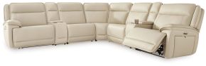 Signature Design by Ashley® U13001S9 Double Deal - 7-Piece Power Reclining Sectional With 2 Consoles - Almond