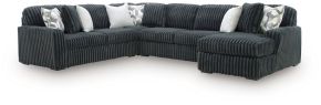Signature Design by Ashley® 98105S2 Midnight-Madness - 4-Piece Sectional With RAF Corner Chaise - Gunmetal