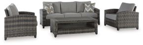 Ashley Furniture P335-081 Oasis Court - Sofa, Chairs, Table Set (Set of 4) - Gray