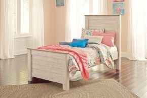 Signature Design by Ashley® B267/53/52/83 Willowton - Whitewash - Twin Panel Bed