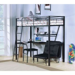 ACME 37275 Senon - Loft Bed - Silver & Black