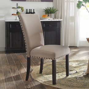 ACME 72852 Nolan - Side Chair (Set of 2) - Linen & Salvage Dark Oak