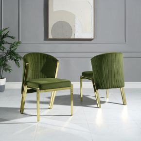 ACME DN01956 ACME DN01956 Fallon - Side Chair (Set of 2) - Green Velvet & Mirrored Gold