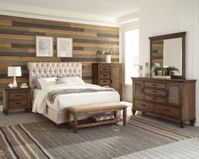 CoasterEssence 300525Q-S4 Devon - 4 Piece Queen Bedroom Set - Burnished Oak