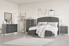 New Classic 00-4378G-35C Kailani - 5/0 Queen 5 Piece Bedroom Set (Bed, Dresser, Mirror, Chest, Nightstand) - Gray