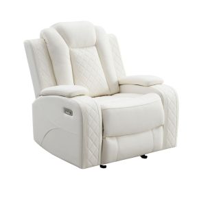New Classic U1769V-13P2-WHT Orion II - Glider Recliner With Power Headrest & Footrest - White