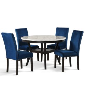 New Classic 41-400-BLD4C Celeste - Round Dining Table With 4 Chairs - Black / Blue