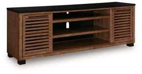 Signature Design by Ashley® W737-78 Kallari - XL TV Stand With Fireplace Option - Warm Brown / Black