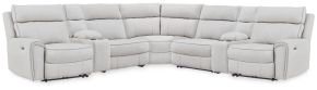 Signature Design by Ashley® PC98802S34 Social Pointe - 7-Piece Power Reclining Sectional With Storage Consoles - Pearl / Ash