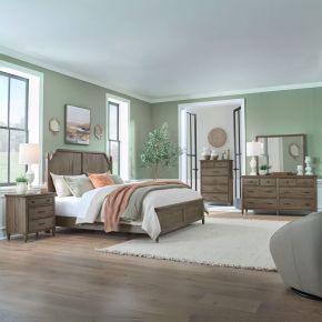 Liberty Furniture 866-BR-KCPBDMCN Liberty Furniture 866-BR-KCPBDMCN Hickory Grove - 5 Piece Bedroom Set (California King Panel Bed, Dresser & Mirror, Chest, Night Stand) - Heirloom Brown