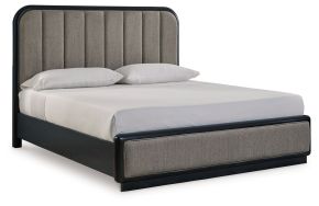 Ashley Furniture B821B4 Rowanbeck - King Upholstered Panel Bed - Gray / Black
