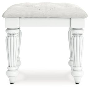 Ashley Furniture PCB1819-01 Kozlani - Vanity Upholstered Stool - White