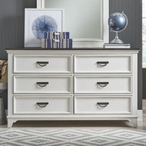 Liberty Furniture 417-BR30 Allyson Park - 6 Drawer Dresser - Wirebrushed White / Charcoal