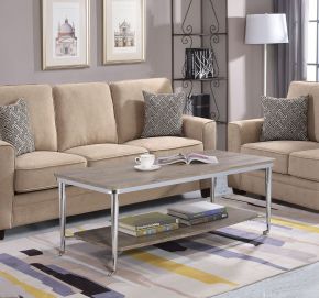 ACME 84630 Lukey - Coffee Table - Weathered Oak & Chrome