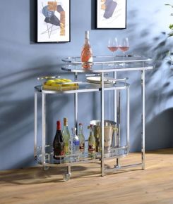 ACME AC00162 Piffo - Serving Cart Set - Clear Glass & Chrome