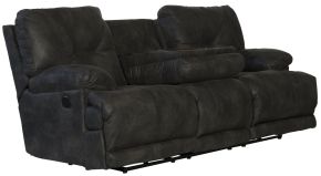 Catnapper 643845-1228/53-3028/53 Catnapper 643845-1228/53-3028/53 Voyager - Fabric Power Lay Flat Reclining Sofa With 3 Recliners And Drop Down Table - Slate