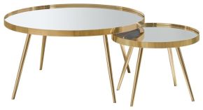 CoasterEssence 723918 Kaelyn - 2 Piece Round Mirror Top Nesting Coffee Table - Gold