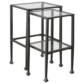 CoasterEssence 901073 Leilani - 2 Piece Glass Top Nesting Table Set - Black