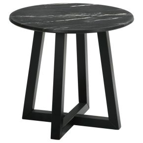 Coaster Fine Furniture 707847 Skylark - Round Marble - Like Smart Top Side End Table - Black