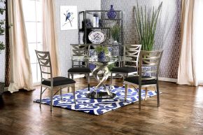 Furniture of America CM3729T-TABLE Roxo - Round Dining Table - Silver / Black