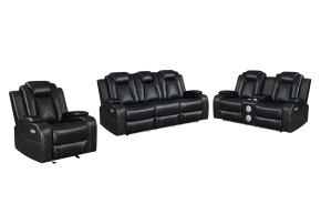 New Classic 23-U1769VB-3PM Orion II - Power P2 3 Piece Sofa & Loveseat & Chair - Black