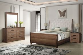 New Classic 00-B1828-35N Coventry Hall - 5/0 Queen 5 Piece Bedroom Set (Bed, Dresser, Mirror, 2 Nightstands) - Brown