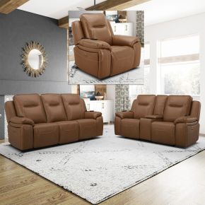 Liberty Furniture 7018BU-UPH-SOLOREC Callihan - Sofa With Loveseat & Recliner - Brown
