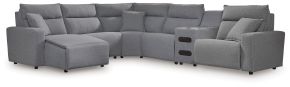 Ashley Furniture 65906S29 Ashley Furniture 65906S29 Modmax II - 6-Piece Power Reclining Sectional With LAF Press Back Power Chaise And Audio Console - Salt And Pepper