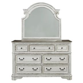 Liberty Furniture 244-BR-DM Magnolia Manor - Dresser & Arched Mirror - Antique White