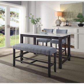 ACME 72940 Yelena - Counter Height Table - Marble & Weathered Espresso