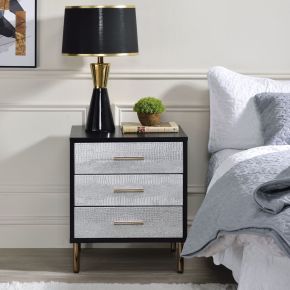 ACME AC00842 Myles - Nightstand - Black, Silver & Gold