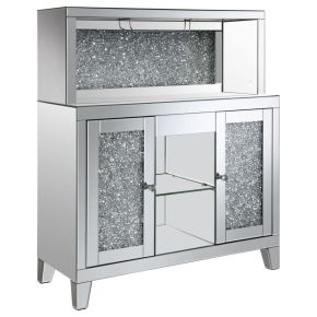 Coaster Fine Furniture 115585 Yvaine - 2-Door Mirrored Acrylic Home Bar Wine Cabinet - Silver