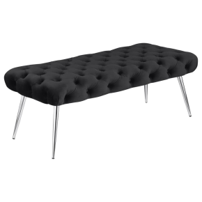 Coaster Fine Furniture 910333 Ella - Upholstered Tufted Bench Stainless Steel Legs - Black
