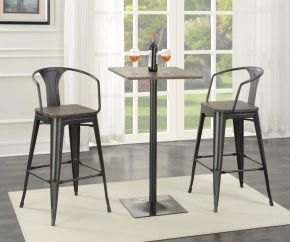 CoasterEveryday 100730-S3 Cavalier - 3 Piece Square Bar Table Set - Dark Elm and Black